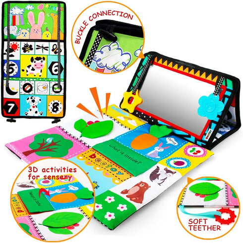 beetoy Tummy Time Baby Mirror Toys with Black and White Pattern, High Contrast 3D Activity Play Crinkle Toys Baby Mirror for Newborn 0 3 6 Months...