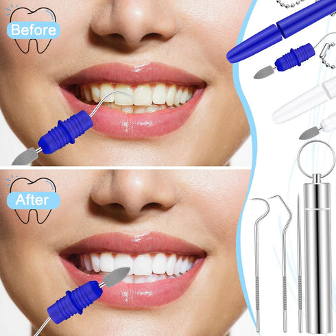 5 Pieces Dental Tools Travel Dental Pick Metal Tooth Scraper Professional Stainless Steel Teeth Cleaning Tools with Holder Case Portable Toothpick...
