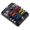 6 Way Fuse Block W/Negative Bus - ATC/ATO 6 Circuit Fuse Box with Ground, with Negative Bus & Protection Cover, Bolt Connect Terminals, 70 pcs Sti...
