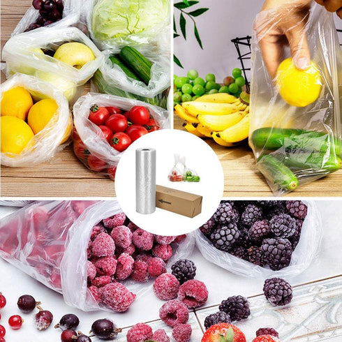 Food Storage Bags, 12 x 16 Plastic Produce Bag on a Roll, Fruits, Vegetable, Bread, Food Storage Clear Bags, Bread and Grocery Clear Bags, 350 Bag...