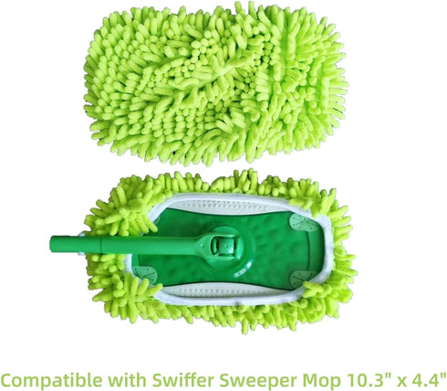 2 Packs Heavy Duty Dry Mop Head Replacement Pads for Swiffer Sweeper Mops Reusable Wet Pads Refills for Cleaning and Scrubbing...