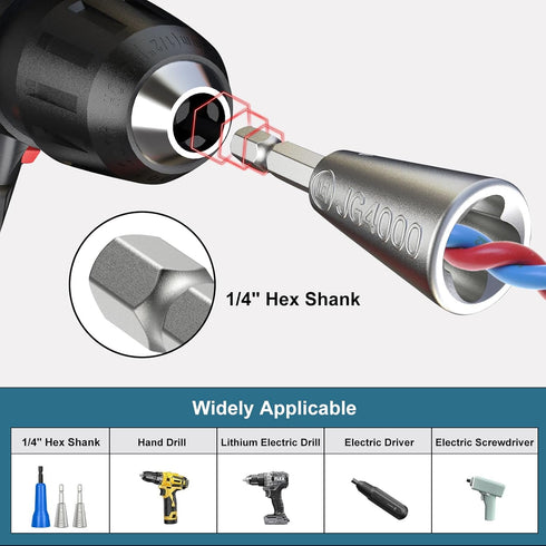 Wire Twister Tool for Drill, Wire Nut Twister, 3 Pack Drill Wire Twister Tool for Connector Wire Twisting Tool with 1/4" Chuck, Enhance Wiring Eff...