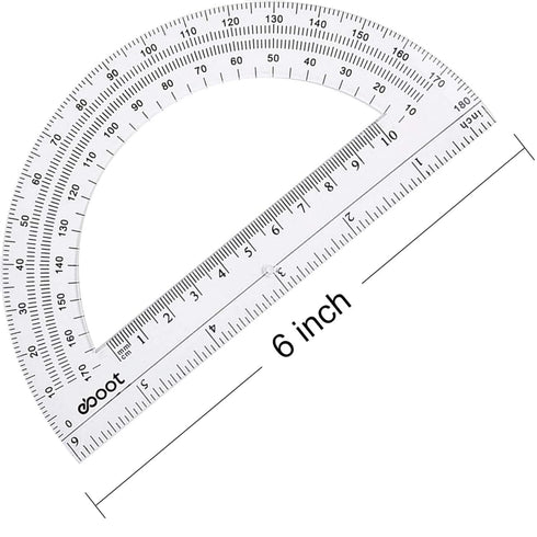 eBoot Plastic Protractor Protractor 180 Degrees, 4 Inch and 6 Inch, Clear, 2 Pieces...