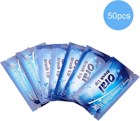 Brush Ups Baby Teeth Wipes Oral Up,Songfir Teeth Wipes,Deep Cleaning Teeth Wipe,Deep Cleaning Theet Wipes 50Pcs Wipes Dental Clean Teeth Wipe Clot...