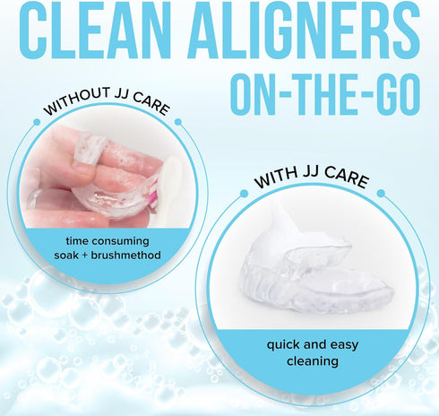 JJ CARE Aligner Cleaner Foam (Pack of 1) 80ml, Mint Flavored Retainer Cleaner Foam, Multi-Purpose Whitening Foam for Aligners, Retainers, Mouth Gu...