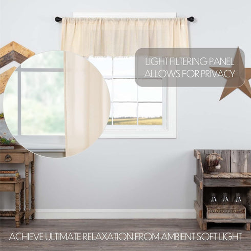 VHC Brands Farmhouse 16"x72" Valance Natural Rod Pocket Kitchen Window Curtain...