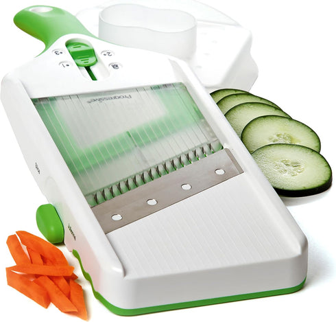 PrepSolutions Adjust-A-Slice & Julienne Mandoline, White & Green – Adjustable Slicer for Fruits and Vegetables...