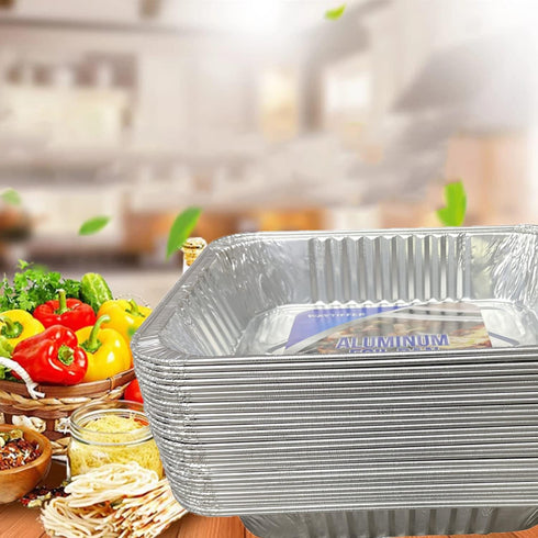Aluminum Pans 9x13 Disposable Foil Pans (10 Pack) Half Size Deep Steam Table Pans Extra Thick for Baking, Cooking, Roasting, Heating, Serving & Li...