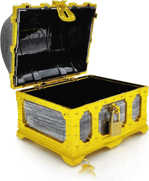 Kids Golden Frame Pirate Treasure Chest with Lock and Key, Treasures Collection Storage and Decorative Box for Kids Birthday Pirate Party Favors...