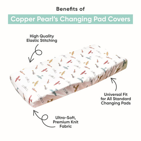 Premium Knit Changing Pad Cover by Copper Pearl: Soft, Stylish, and Universal Fit for All Standard Diaper Changing Pads, Trendy Design Changing Pa...