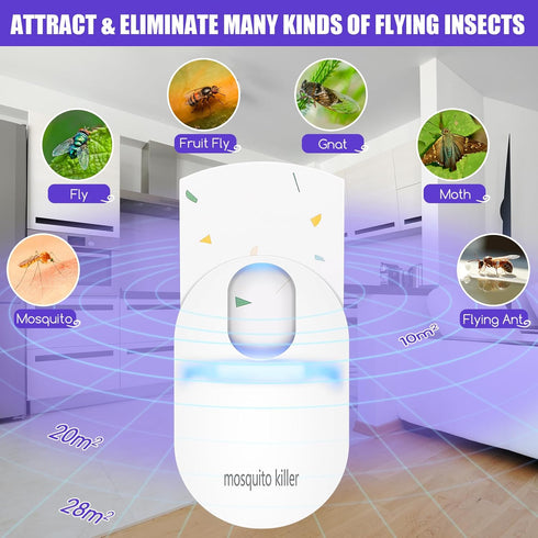Gnat Trap for House Indoor Flying Insect Trap Bug Catcher Plug in Fly Trap Indoor Mosquito Trap UV Bug Light Bug Catcher with 5 Sticky Bug Trap Bo...