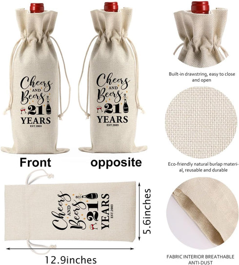 PKW Funny 21st Birthday Wine Bag, 21 Year Old Birthday Decorations for Her Women Him, 21st Birthday Gifts for Her Wine Bag, Twenty-one Years Old B...