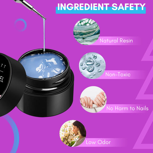 Makartt 3D Painting Gel Clear Nail Gel For Nails Art Chrome Nail Powder Micro 3D Sculpting Gel No Wipe UV Gel for Gel Nail Polish 3D Carving Drawi...