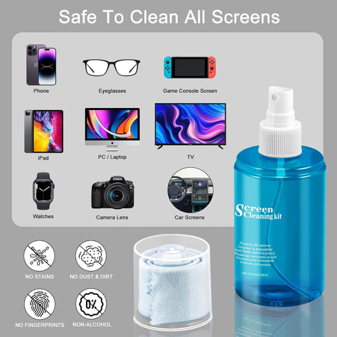 Car Screen Cleaner Spray, walrfid TV Computer Laptop Touchscreen Mist Cleaning Kit Wipe for CD Disc DVD VCD, Electronic Cell Phone iPad iPhone Mac...