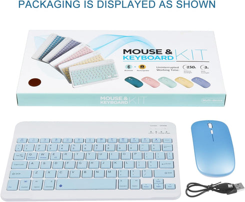 Wireless Bluetooth Keyboard and Mouse Mice Set Dual Rechargeable (Blue)...