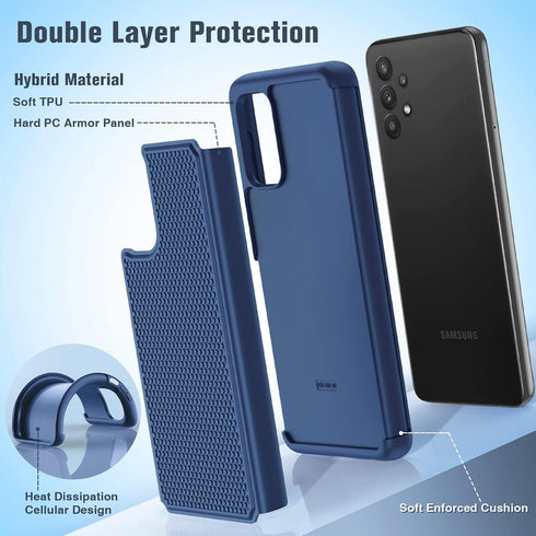 JXVM for Samsung Galaxy A32-5G Case: Dual Layer Protective Heavy Duty Cell Phone Cover Shockproof Rugged with Non Slip Textured Back - Military Pr...