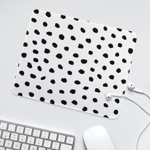 Polka Dots Square Mouse Pad Boho,White Small Mouse Pads for Desk Wireless Mouse,Stitched Edge Mousepad Non-Slip Rubber Base Gaming Mouse Mat for C...