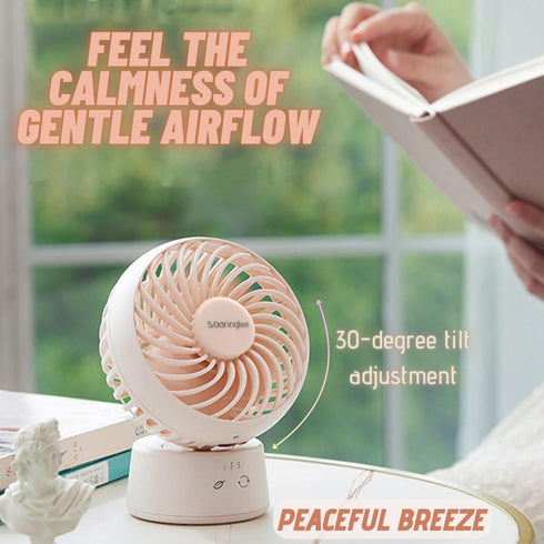 Portable Oscillating Desk Fan Table Fan Small Mini Fans Rechargeable 3.5 Inches Handheld Portable Table Top Fans for Office Desk Indoor/Outdoor (P...