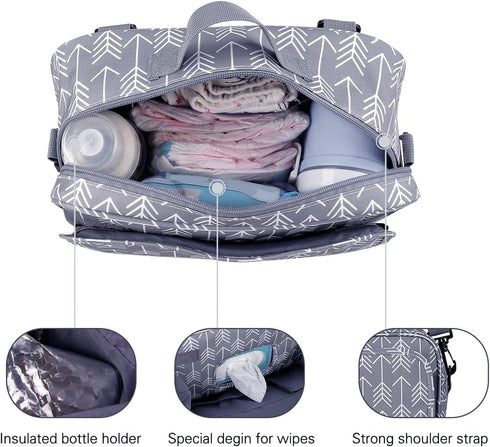 Baby Diaper Tote Bag?Portable Large Capacity Multi Pocket Design Portable Convenient Stroller Side Storage Bag for Short Trips...
