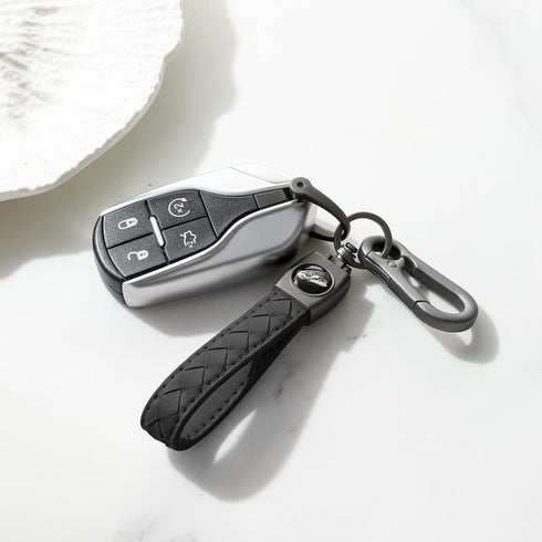 Carabiner Keychain, Universal Heavy Duty Woven Handmade Leather Key Chain, Car Fob Key Keychains with 360 Degree Rotatable Snap Swivel and Anti-Lo...