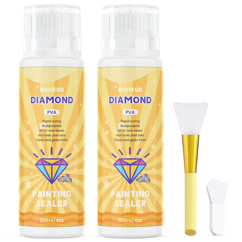 GHHKUD Diamond Painting Sealer 240ML, DIY Diamond Art Glue Sealer with Sponge Head & Applicator, 5D Diamond Painting Accessories Permanent Hold Sh...