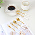 6PCS Coffee Spoons with Ceramic Jar Holder, Small Stainless Steel Gold Tea Spoons, Mini Dessert Spoons Set for Fruit, Stirring, Mixing, Sugar, Ice...