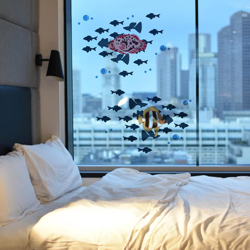 FINGERINSPIRE 4 Pcs Layered Ocean Fish Stencil 11.8x11.8 inch Sea Ocean Creatures Stencil Template Plastic Coral Fish Conch Shell Pattern Painting...