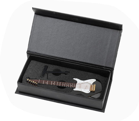 Dselvgvu Wooden Miniature Electric Guitar with Stand and Case Mini Musical Instrument Miniature Dollhouse Model Birthday Present (Electric Guitar:...