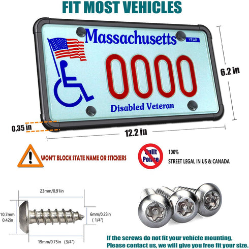PRUST Anti Theft License Plate Frame- Black Silicone Car Plate Holder and Stainless Steel Tamper-Proof Screws kit, with License Plate Mounting Har...