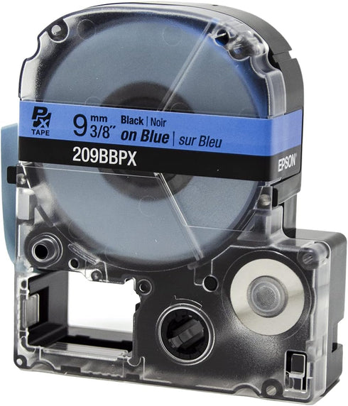 Epson LABELWORKS 209BBPX Genuine PET (Polyester) Tape Cartridge - Black on Blue Label Maker Tape - 3/8" (9MM) Wide, 30'...