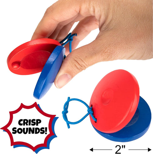 ArtCreativity Wooden Finger Castanets for Kids - Set of 8 - Music Toys for Kids with Stretchy String for Easy Holding - Simple to Play Musical Ins...