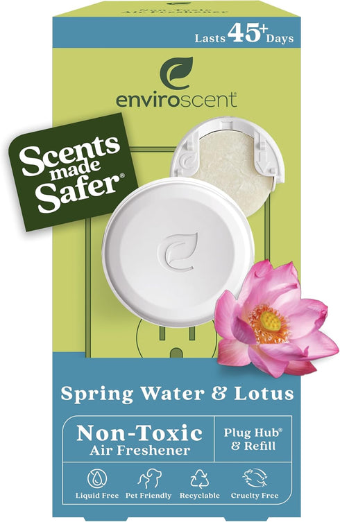 Enviroscent Non Toxic Air Freshener (Spring Water & Lotus) Plug-in Air Freshener for Home | Essential Oil Plug In | Home Fragrance Last 45+ Days |...