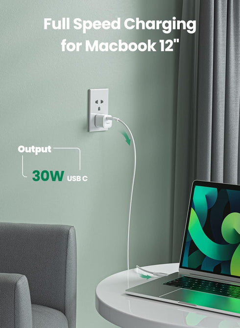 USB C GaN Charger Fasgear 30W Fast Charging Block Portable Power Adapter Power Brick Compatible for iPhone 14 Pro Max/13 Pro/12/SE Mac Book Air iP...
