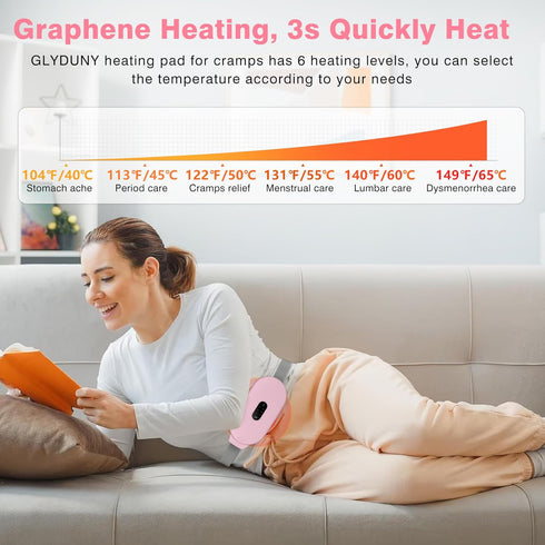 Heating Pads, Period Cramp Massager Portable Cordless Heating Pad with 6 Heat Levels and 6 Massage Modes for Back Pain Relief Menstrual Heating Pa...