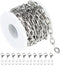 UMAOKANG 304 Stainless Steel Rolo Cable Chains Findings for Jewelry Making Men Women Necklace Bracelet DIY Supplies Silver Chain On Spool with Jum...