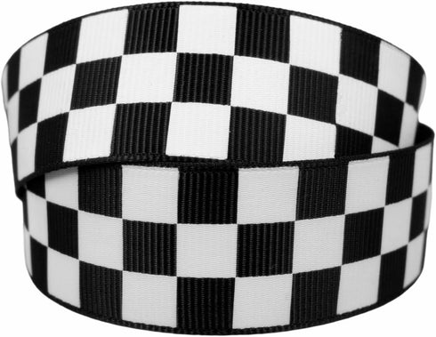 Black Grosgrain Ribbon White Checkered Printed, 7/8 Inch 10Yards...