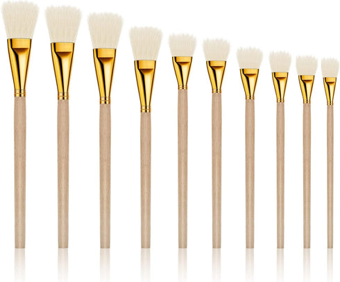 10 Pieces Gilding Brush Gold Leaf Paint Brush Goat Hair Duster Gold Paint Brush Sweep Mop 10 Types Metallic Foil Flakes Paint Brush for Gold Foil ...