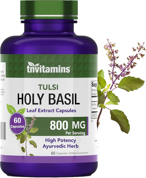 Holy Basil Capsules (800mg x 60 Capsules) | Holy Basil Tulsi Supplement | May Promote Stress & Frustration Relief* | Tulsi Holy Basil Leaf Extract...