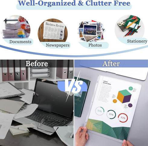 6 Pack Clear Sheet Protectors 8.5 x 11 Inch Binder Pocket Folders Document Organizer for 3 Ring Binder, Letter Size Paper Page Protectors Binder A...