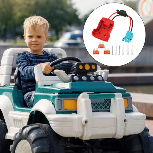 Wiring Harness Connectors, Tool Battery Adapter for Power Wheels with Fuses, Screw, Rubber Plug Wiring Harness Kit Replacement Compatible with Peg...