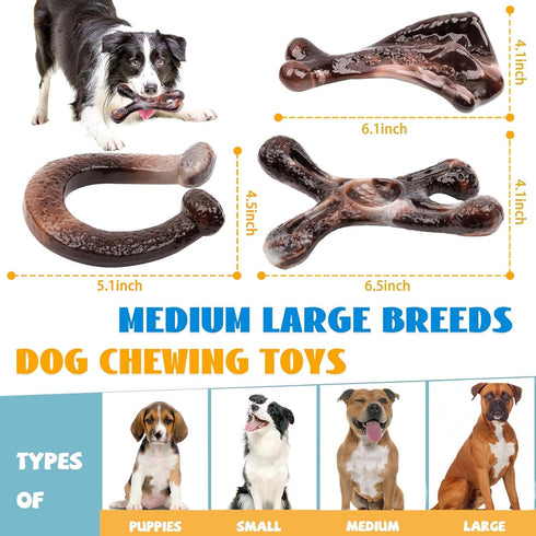 3 Pack Dog Chew Toys for Aggressive Chewers Indestructible Dog Tough Chew Toys,Bacon Flavor Durable Nylon Dog Bones Teething Toy for Dogs Gift,Sma...