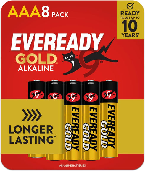 Eveready Gold Alkaline AAA Batteries, 8 Pack of Triple A Batteries...