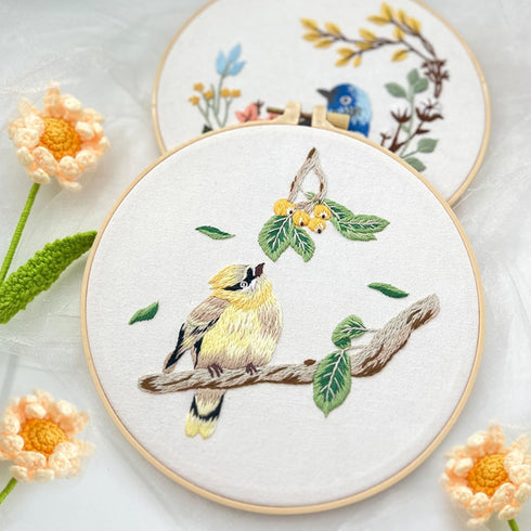 FOCCTS Hummingbird and Flower Embroidery Kit, DIY Embroidery Kits with Patterns and Instructions Hoops Needles Threads, Embroidery Starter Kit for...