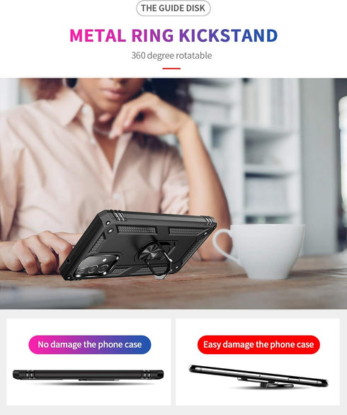 Military Grade Drop Impact for Samsung Galaxy A52 5G Case 360 Metal Rotating Ring Kickstand Holder Armor Heavy Duty Shockproof Cover for Galaxy A5...