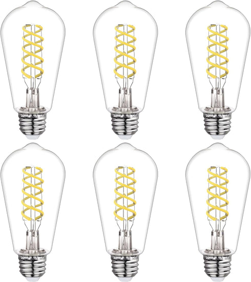BORT Dimmable LED Edison Bulbs, 6W Equivalent to 60W Vintage Light Bulb, E26 5000K ST58/ST19 LED Bulbs, Antique Flexible Spiral LED Filament Light...