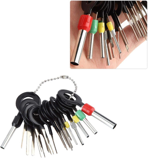 Terminal Removal Tool, 18Pcs Car Wire Harness Plug Terminal Extractor Pick Connector Crimp Pin Back Needle Remove Tool Terminal Removal Tool Kit W...