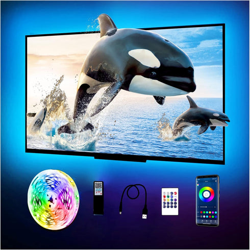 phopollo LED Lights for TV, 12.5Ft TV LED Backlight, LED Strip Lights for TV 55-65 inch, Bluetooth Color Changing LED TV Lights, App Control, USB ...