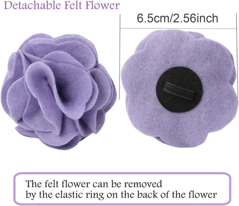 ARING PET Velvet Dog Collar, Purple Dog Collars with Detachable Felt Flower, Adjustable Soft Comfortable Dogs Collar Flower with Metal Buckle for ...