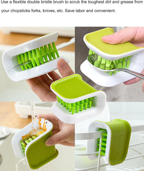 Blade Knife Cleaner 2PCS Kitchen Washing Brush Chopsticks Cutlery Cleaning Brush Double-Sided Knife Scrubber...