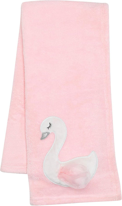 Bedtime Originals Blossom Pink/White Swan Coral Fleece Baby Blanket...
